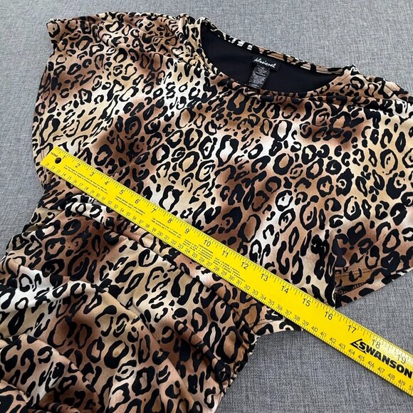 Delusional Mini Bodycon‎ Sexy Dress Animal Print Ruched Small Flutter Sleeves - Picture 8 of 11